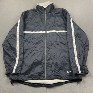 Vintage Nike Jacket Mens Medium 90s Fleece Lined Black Windbreaker Track Red Tag